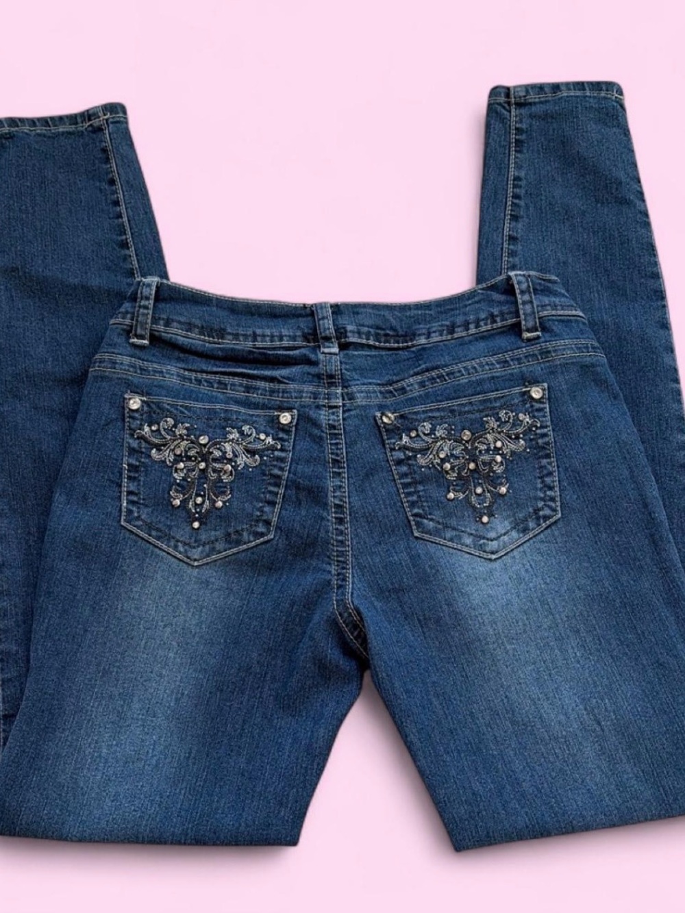 bebe Embellished Dark Blue Bootcut Jeans